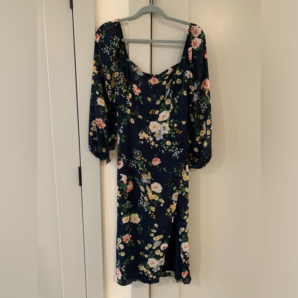 NWT Abercrombie Navy Floral Midi Dress